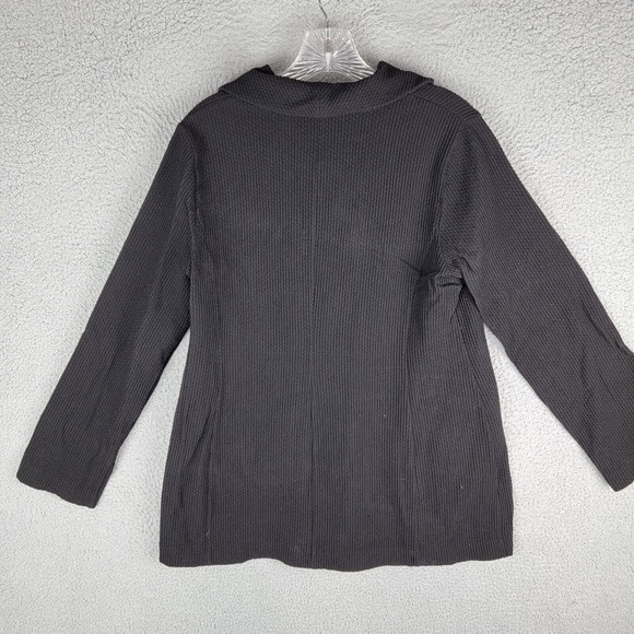 Eileen Fisher Cardigan Womens PM Black Sweater Button Made in USA Italian Fabric - Picture 2 of 9